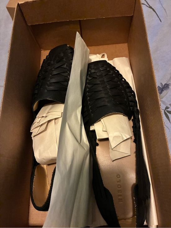 Nisolo Black Woven Leather Huarache Sandals main image 8